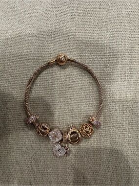 Pandora Rose Gold Bracelet & Charm Set